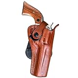 Premium Leather Paddle OWB Revolver Holster with Retention Strap Fits Rugerr Single Six Series 22 LR / 22 WMR 4.6', R/H Draw, Brown Color #1450#