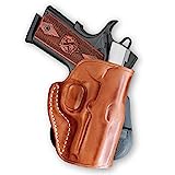 Premium Leather OWB Paddle Holster Open Top Fits Springfield 1911 EMP 9MM 3' BBL, Right Hand Draw, Brown Color #1504#