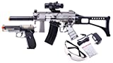 GAME FACE GFRPKTGS Ghost Affliction Full-Auto Airsoft BB Rifle And Spring-Powered Pistol Kit With Safety Glasses And BB's, (Grey/Smoke)