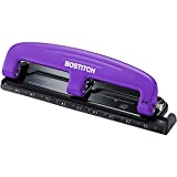 Bostitch Office EZ Squeeze Reduced Effort 3-Hole Punch, 12 Sheets, Purple,black , 1.6' x 3' x 11'