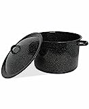 Mirro 16Qt Traditional Vintage Style Black Speckled Enamel on Steel Stock Pot with Lid,MIR-10706
