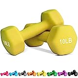 Balelinko Hand Weight Neoprene Coated Dumbbell, Exercise & Fitness Dumbbell for Home Gym Equipment Workouts Strength Training Free Weights for Women, Men, Seniors, Teens, and Youth, 10 LB Yellow, Pair