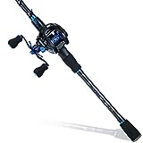 Sougayilang Baitcaster Combo Fishing Rod and Reel Combo, Ultra Light Baitcasting Fishing Reel for Travel Saltwater Freshwater and Beginner-5.9FT with Left Hand Reel