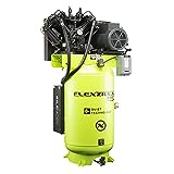 Flexzilla Pro Piston Air Compressor with Silencer, 1-Phase, Stationary, 7.5 HP, 80 Gallon, 2-Stage, Vertical, ZillaGreen - FXS07V080V1