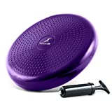 ProsourceFit Diameter Core Balance Cushion Exercise Disc Trainer Board with Pump, Purple, 14-Inch