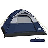 Pacific Pass 2 Person Family Dome Tent with Removable Rain Fly, Easy Set Up for Camp Backpacking Hiking Outdoor, 82.7 x 82.7 x 47.2 inches, Navy Blue