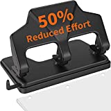 3 Hole Punch Heavy Duty, 40-Sheet Three Hole Punch, AFMAT Heavy Duty Hole Puncher 3 Ring, Large 3 Hole Adjustable Paper Punch, 50% Reduced Effort 3-Hole Punch, Metal Paper Puncher w/Large Chip Tray