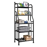 Forthcan Shelving Unit Bakers Rack Metal Storage Shelves Laundry Shelf Organizer Standing Shelf Units for Laundry Kitchen Bathroom Pantry Closet Indoor and Outdoor (5 Tier, Black)