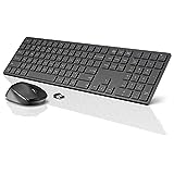 Wireless Keyboard and Mouse, Super Slim Keyboard with Responsive Keys, Silent Mouse and 2.4GHz USB Receiver, Battery Powered Full Size Cordless Combo for Mac, Computer, PC, Chromebook (Black)