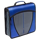 Case-it The Mighty Zip Tab Zipper Binder - 3 Inch O-Rings - 5 Color Tab Expanding File Folder - Multiple Pockets - 600 Sheet Capacity - Comes With Shoulder Strap - Blue D-146