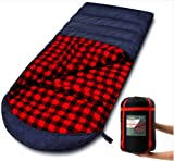 PALLYGO 0 Degree Sleeping Bag Cotton Flannel Sleeping Bags for Adults Cold Weather Camping Winter Zero Degree Warm Weather Big and Tall Right Zip