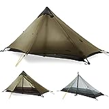 MIER Lanshan Ultralight Tent 3-Season Backpacking Tent for 1-Person or 2-Person Camping, Trekking, Kayaking, Climbing, Hiking, Khaki, 1-Person