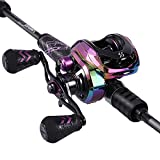 One Bass Fishing Rod and Reel Combo, Baitcasting Combo with SuperPolymer Handle-Black-1.8M -Right Handed