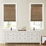 Madison Park Eastfield 100% Bamboo Cordless Roman Shades-Woven Wooden Privacy Panel, Light Filtering Easy Installation Window Blind Treatment, Bedroom, Living Room Decor, 29' W x 64' L, Teak