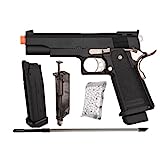 Golden Eagle Metal Airsoft Hand Gun Hi-Capa 1911 Airsoft Pistol with 6mm BBS, Speed Loader, and Airsoft Magazine, Color Black