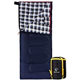 REDCAMP Outdoors Cotton Flannel Sleeping bag for Camping Hiking Climbing Backpacking, 3-season Trip Warm S Envelope Sleeping Bags 75 by 33 Inches (Navy Blue with 2lbs Filling)