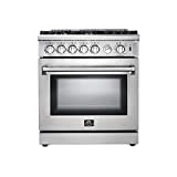 FORNO Lseo 30 in. Pro-Style Alta Qualita 5 Burner Stainless Steel Gas Range 70000 BTU 4.23 Cubic Ft. Convection Oven