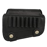 TOURBON Leather Buttstock Cheek Rest with Rifle Shell Holder (Genuine Leather - Black Right Hand)