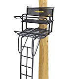 Rivers Edge Lockdown 21' 2-Man Ladder Treestand, Towering 21' Height with Flip-up TearTuff Bench Seat, Wide 42' Platform, Featuring The Ultimate Shooting Rail, LD202E, Black