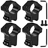 LONSEL 1'' Dovetail Scope Rings, 2Pcs High Profile & 2Pcs Medium Profile 1 Inch Scope Mount Rings for 11mm Dovetail Rails - Pack of 4