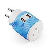 Israel, Palestine Travel Plug Adapter by OREI with Dual USB - USA Input + Surge Protection - Type H (U2U-14), Will Work with Cell Phones, Camera, Laptop, Tablets, iPad, iPhone and More