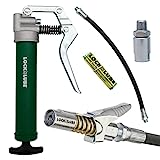 LockNLube Mini Grease Gun Kit. Includes Our Patented Grease Coupler (Locks on, Stays on, Won't Leak!) Plus a 12 Hose and in-line Hose Swivel.