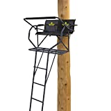 Rivers Edge Treestands RE668 Relax 2-Man Ladder Tree Stand, 17' Height with TearTuff Mesh Seat, Flip-Back Padded Shooting Rail, Wide 43' Platform, Black