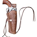 Western Express Leather Gun Holster for .38 Caliber and .357 Caliber Revolvers(Right Handed) Hand Tooled Brown