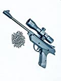 5.5mm .22 Caliber Pistol Air Pellet Gun + 200 Pack Pellets and Tactical Scope Safety Lock 350-450FPS Break Barrel
