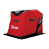 Eskimo Eskape 2800 Insulated 2-3 Person Ice Fishing Side-Door Sled Shelter with 70-Inch Sled and 2 Swivel Seats, Red/Black