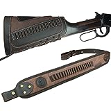 Tas Trost Leather Gun Buttstock Pouch with Rifle Shoulder Sling for .22 LR .17HMR .22MAG (Coffee Suit)