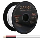 Zarivy 100 Feet 18 Gauge 2 Conductors Red Black Wire with Fire Resistant CL2 White Jacket, 18AWG Hookup Electrical Wire LED Strips Extension Cord Cable for LED Ribbon Lamp Tape Lighting