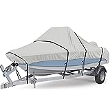RVMasking Upgraded 800D Waterproof Center Console Boat Cover, Heavy Duty Boat Cover for Center Console Boat (Length:20'-22' Beam Width: up to 106', Gray)