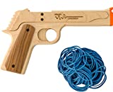 Elastic Precision Model 1911 Rubber Band Gun Made from Hard Rock Maple with Rapid-Fire Semi-Automatic Action, Realistic Racking Slide and Walnut Grips
