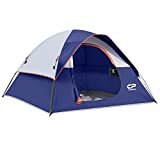 CAMPROS CP Tent-3-Person-Camping-Tents, Waterproof Windproof Backpacking Tent with Top Rainfly, Easy Set up Small Lightweight Dome Tents, Hiking Beach Outdoor with 3 Mesh Windows - Blue