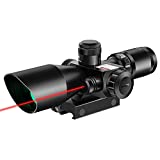 MidTen 2.5-10x40 Red Green Illuminated Mil-dot Tactical Rifle Scope with Red Laser Combo - Green Lens Color & 20mm Mounts