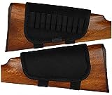 BRONZEDOG Buttstock Ammo Holder 12 Ga 7.62 Caliber Nylon Shell Pouch Rifle Cheek Pad Right Handed Hunting Accessories (7.62 Caliber, Plain Black)