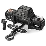 ZEAK 13000lb Platinum Winch Synthetic Rope Winch, 12V DC Power Waterproof Winch for Towing Jeep Truck Off Road, 2 in 1 Wireless Remote