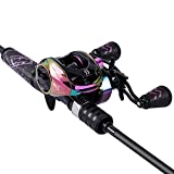 One Bass Fishing Rod and Reel Combo, Baitcasting Combo with SuperPolymer Handle-Black- 2.1M -Left Handed