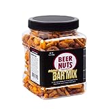 BEER NUTS Original Bar Mix - 12 oz Resealable Jar, Pretzels, Cheese Sticks, Sesame Sticks, Roasted Corn Nuts, and Original Peanuts