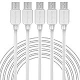 Micro USB Cable (5-Pack, 10FT) Android Charger, SMALLElectric Micro USB Charger Cable Long Android Phone Charger Cord for Samsung Galaxy S7 S6 Edge J7 S5,Note 5 4,LG 4 K40 K20,MP3,Kindle,Tablet,White