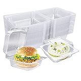 DODHEG 100 Pcs Clear Plastic Take out Containers, Clear Plastic Food Clamshell Container, for Cakes, Salads, Hamburger, Sandwiches (5x4.7x2.8 in).