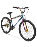 Hyper BMX Bike 26 Inch BMX Bicycle for Adults, Single Speed, Rear Sprockets, Steel BMX Frame. Padded Seat. Bike Park Ready Adult BMX Bikes for Men and Women. Multi Colored Jet Fuel Finish