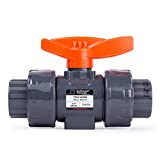 HYDROSEAL Kaplan 3/4' PVC True Union Ball Valve with Full Port, ASTM F1970, EPDM O-Rings and Reversible PTFE Seats, Rated at 200 PSI @73F, Gray, 3/4 inch Socket (3/4')