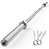 Olympic Barbell Bar 7-Foot Weight Bar, Rated 700 lbs for Weight Capacity, Men’s Solid Iron Weighted Workout Barbell Weight Straight Weightlifting Technique Bar (Silver)