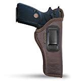 Brown IWB 1911 Gun Holster by Houston - ECO Leather Concealed Carry Soft Material | Suede Interior for Maximum Protection | FITS 1911 5' Barrel Length, Browning 9 mm, Colt, Kmber, Taurus (Right)