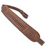 Leather Rifle Cartridge Sling with Heavy Stitching 9pcs Round Ammo Holder Belt Sling (Brown(.22 LR))