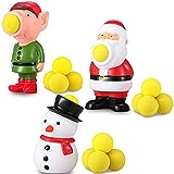 3 Packs Christmas Popper Toys Shooter Ball Blaster with 15 Shoot Foam Balls Christmas Santa Snowman Elf Popper Toys Up to 20 Feet for Indoor and Outdoor Party Supplies (Cute Style)