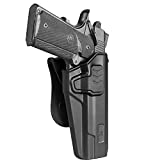 OWB Holster Compatible with 5'' 1911 No Rail, Fits for 1911 Colt/ Elite Force/Kimber/Springfield/RIA/S&W/Taurus/ Ruger and More, Soft Silicon Paddle 360-Degree Adjustable, Level II Retention Release