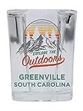 Greenville South Carolina Explore the Outdoors Souvenir 2 Ounce Square Base Liquor Shot Glass
